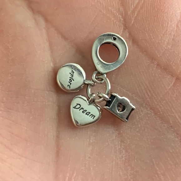 NWOT Camera, Heart & Compass Triple Dangle Charm Sterling Silver 925 - Picture 10 of 12